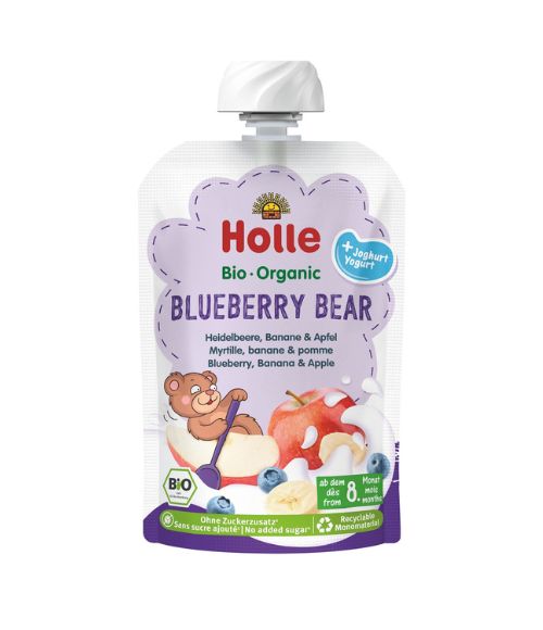 Holle jogurt MEDVED – borovnica in jabolko z jogurtom po 8. mesecu, 100g, BIO